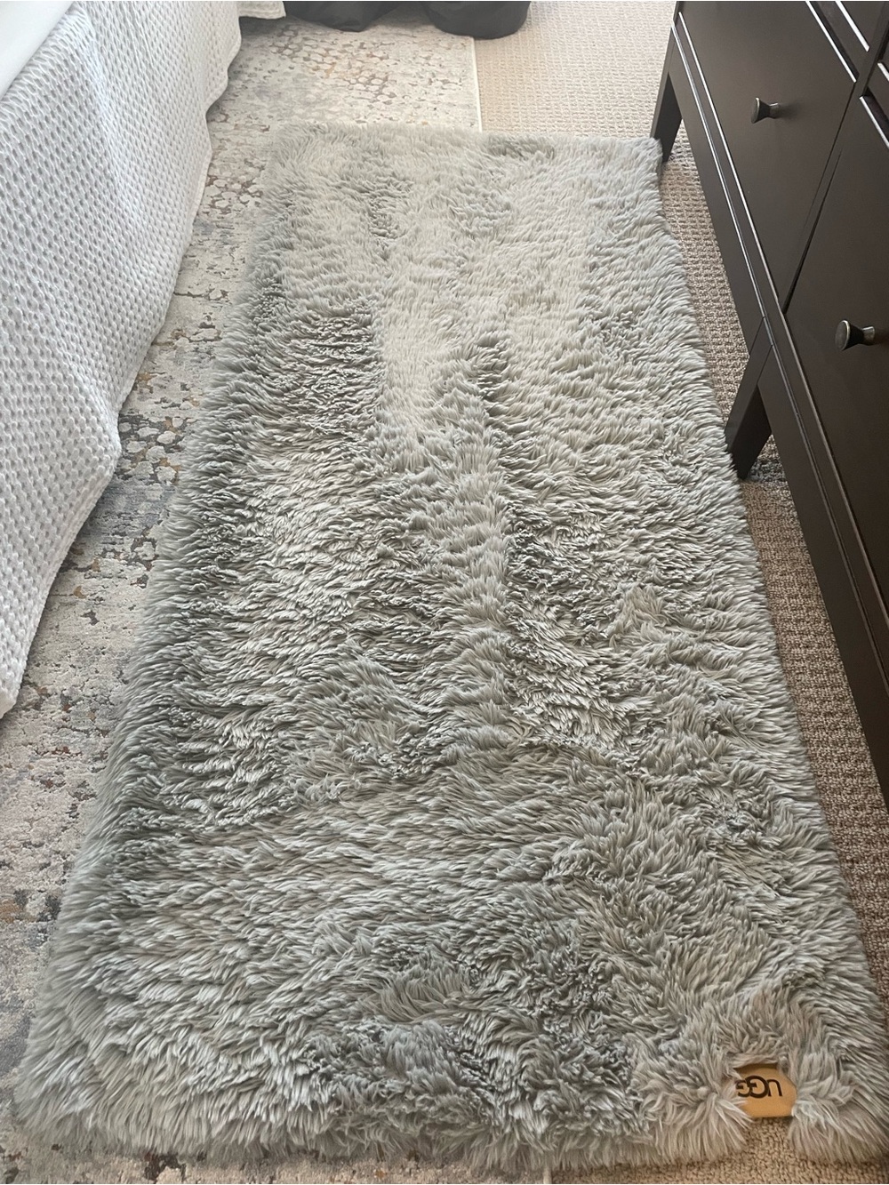 UGG Gray Plush Shag Runner Rug